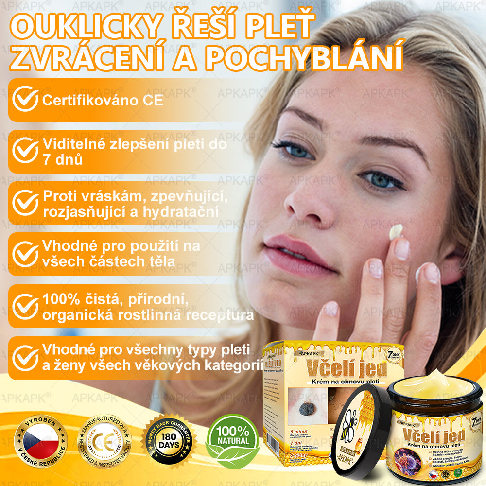 Dermatologicky a klinicky testováno👩‍⚕️APKAPK®Bee Venom Krém na obnovení pleti🐝 pomáhá při léčbě kožních problémů, jako jsou: vrásky, jizvy, pigmentové skvrny, strie, akné, psoriáza, ekzém, kožní změny, podráždění, záněty a další kožní problémy.